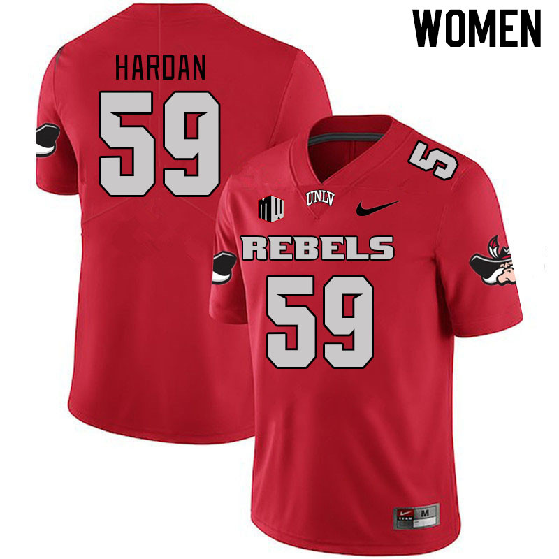 Women #59 Walker Hardan UNLV Rebels 2023 College Football Jerseys Stitched-Scarlet